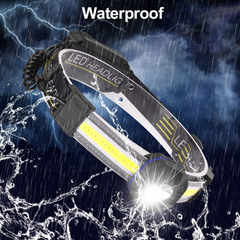 Rechargeable 1200 Lumen Waterproof Headlamp with 10 Modes, Wide Beam for Outdoor Use