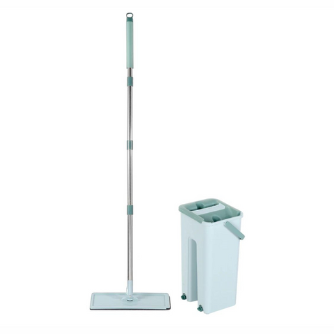 360° 2in1 Flat Mop with Bucket, Self-Wash N Squeeze Dry Mop with Refill Head
