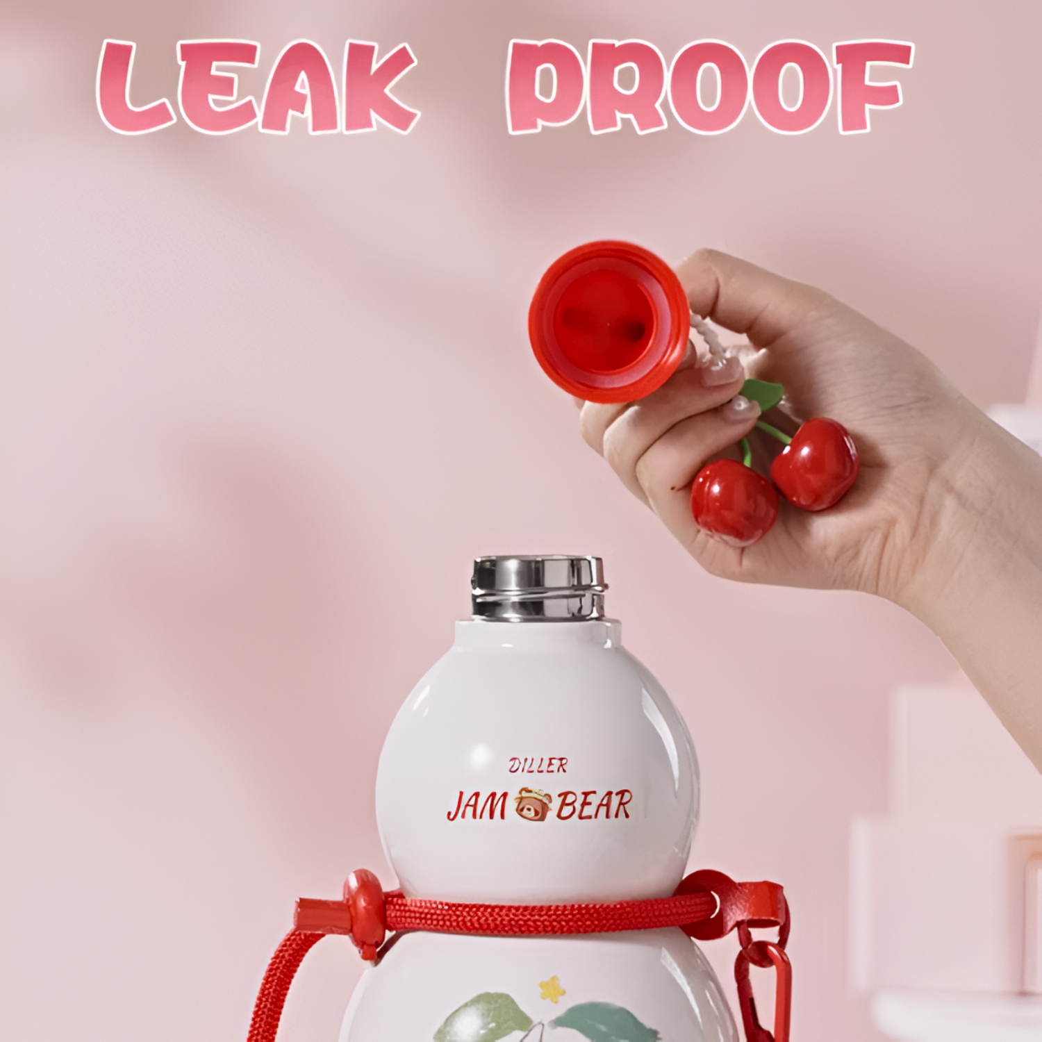 Diller 580ML Cherry Gourd Insulated Stainless Steel Water Bottle for Kids