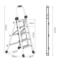 Portable Folding Household Step Ladder with Wide Anti-slip Pedal and Handle Bar