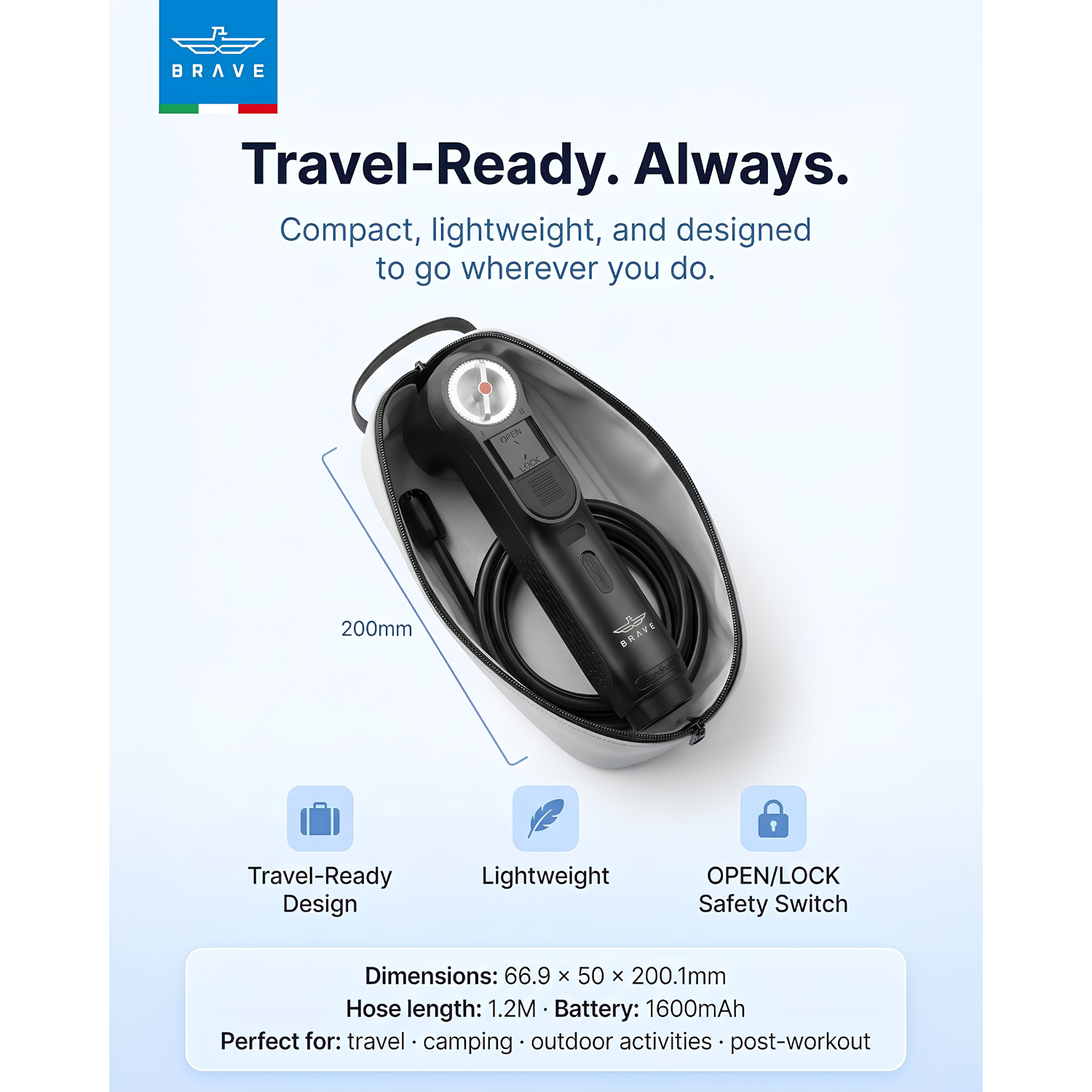 Brave BEB-01 Portable Bidet, Handheld Electric Personal Hygiene Sprayer with Hose