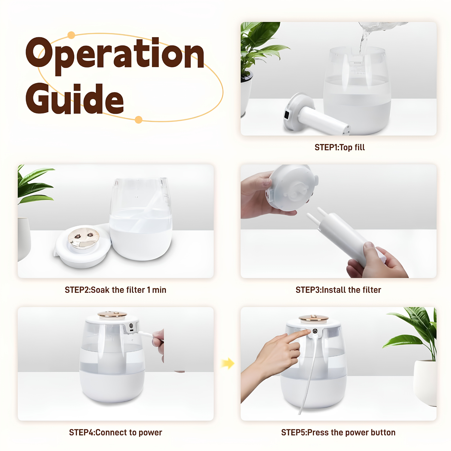 Double Spray Desktop Air Humidifier Diffuser with Night Light