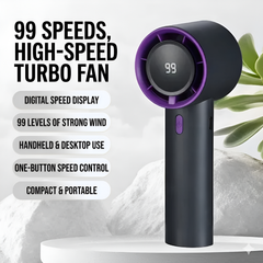 Stepless High Speed Portable Handheld Mini Turbo Fan with USB Charging and Digital Display