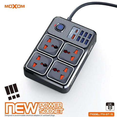 Extension Board - MOXOM MX-ST15 PD20W+QC18W 2500W Strip USB Adapter