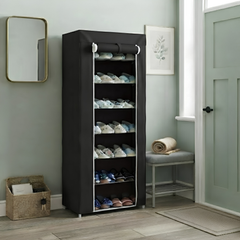 7 Layer Fabric Shoe Storage Rack Black