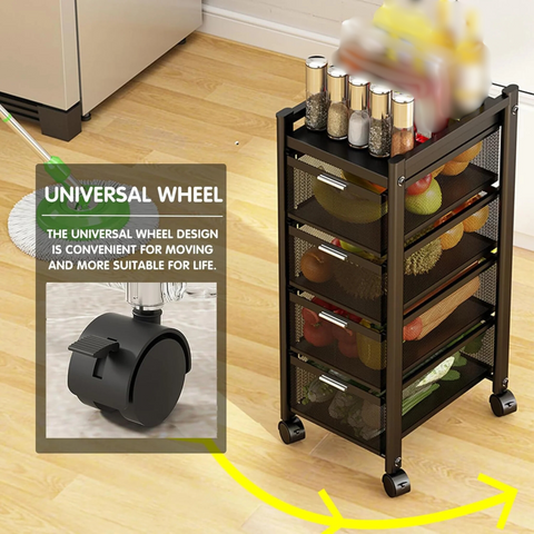 Multi-Layer Drawer Kitchen Trolley Rack, Movable Storage Cart, Pull-Ou ...
