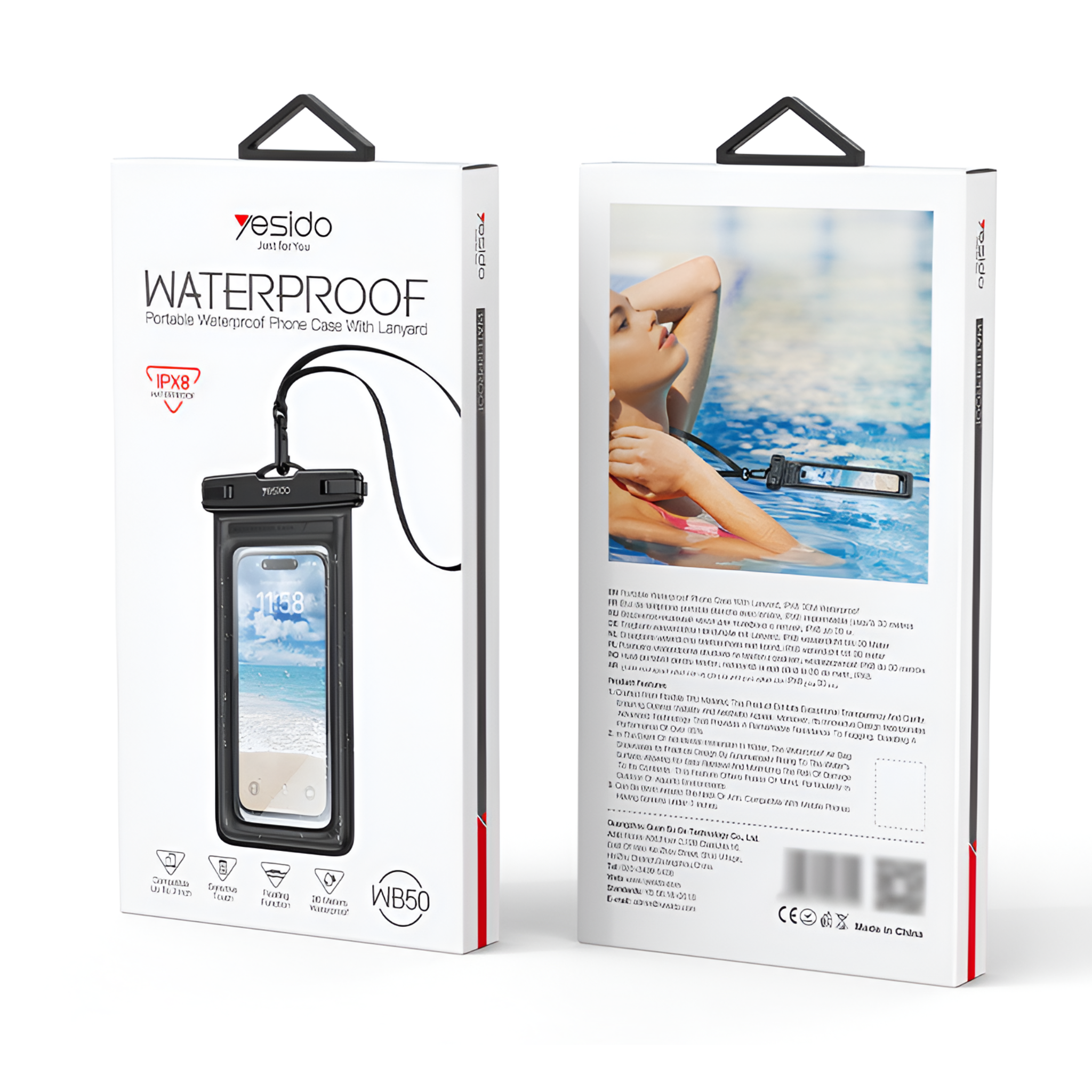 Yesido WB50 Portable Waterproof Phone Case with Lanyard