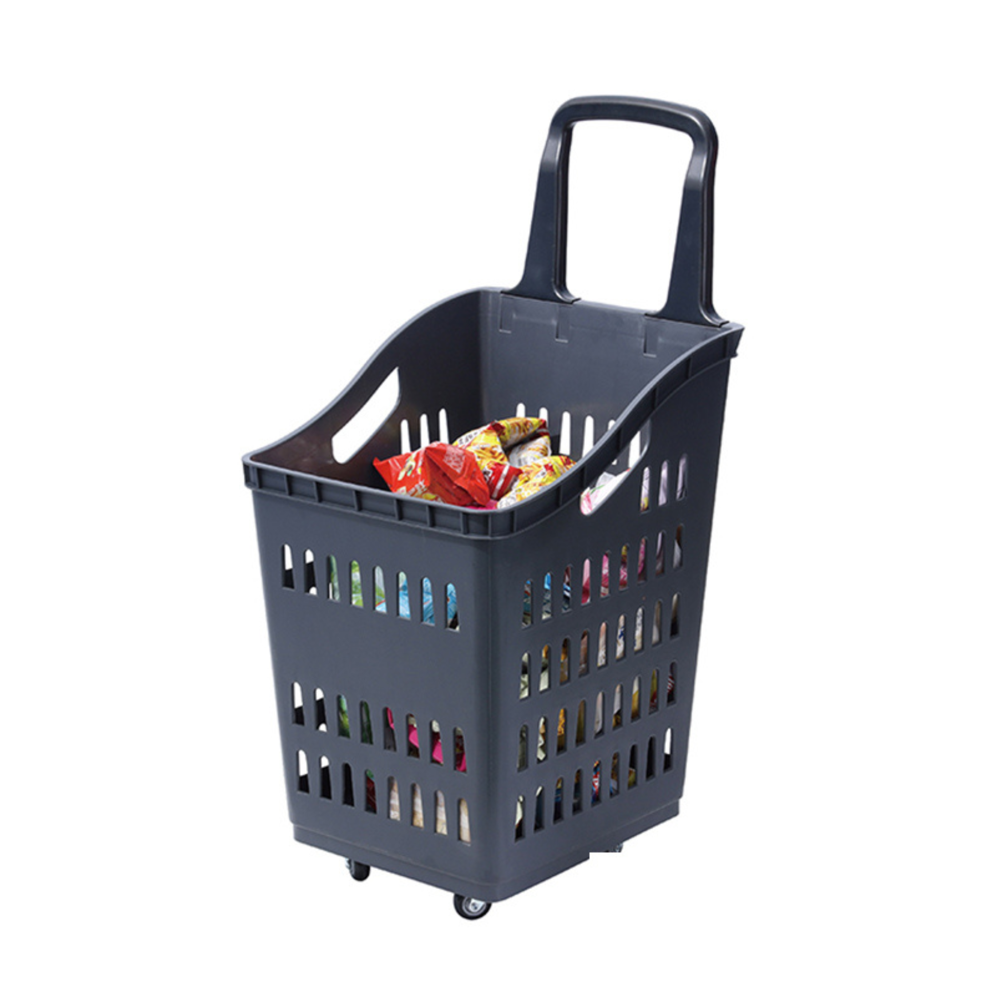 Supermarket Shopping Basket Trolley Cart with Wheels Dark Grey