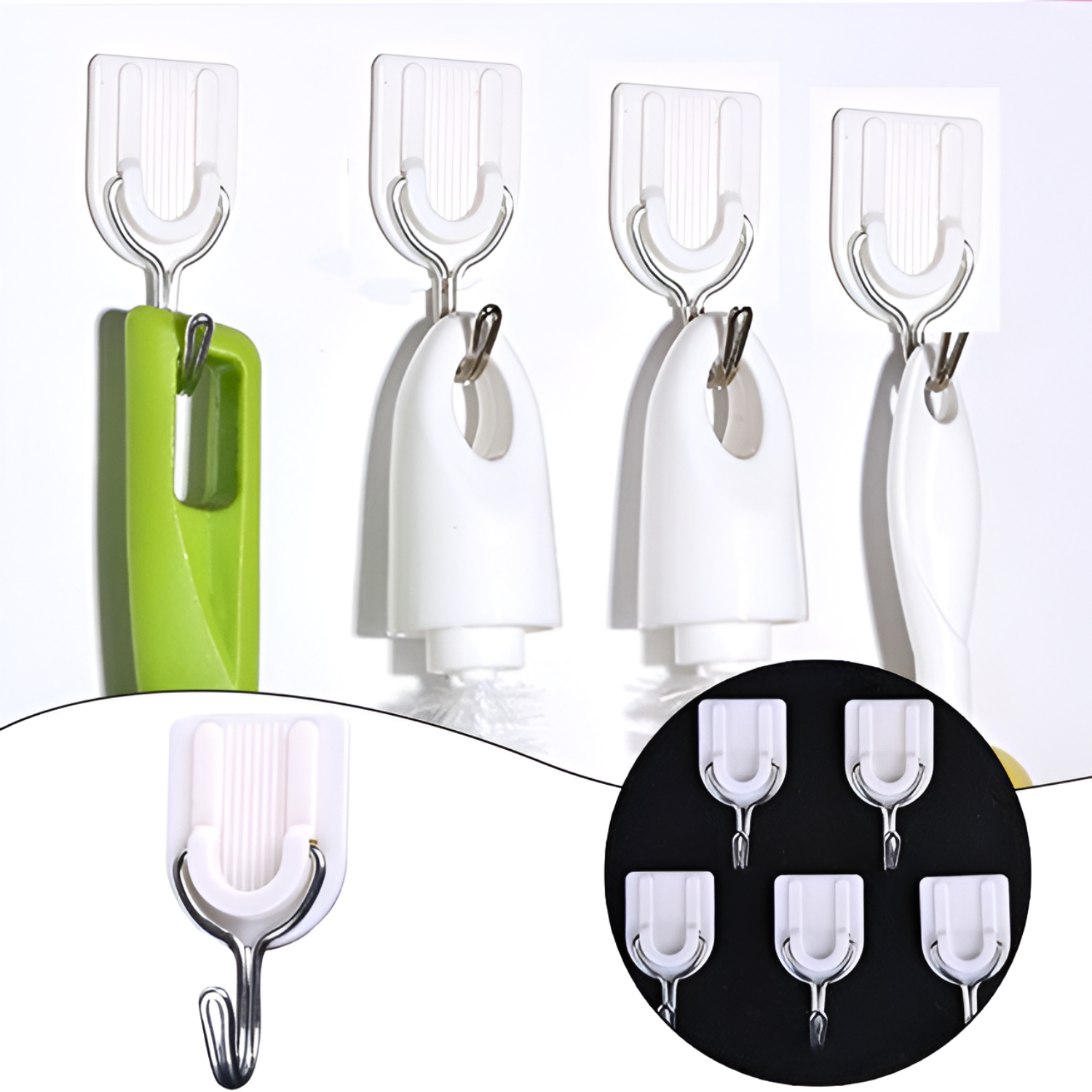 Super Sticky Wall Mounted Self Adhesive Hanging Hooks (Pack of 10)