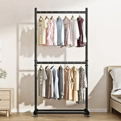 Double Decker Garments Display Rack, 80Kg Load Capacity Clothes Hanger