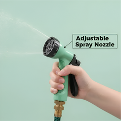 15 Meter Flexible PVC Garden Hose Pipe with Adjustable Spray Gun Nozzle Set