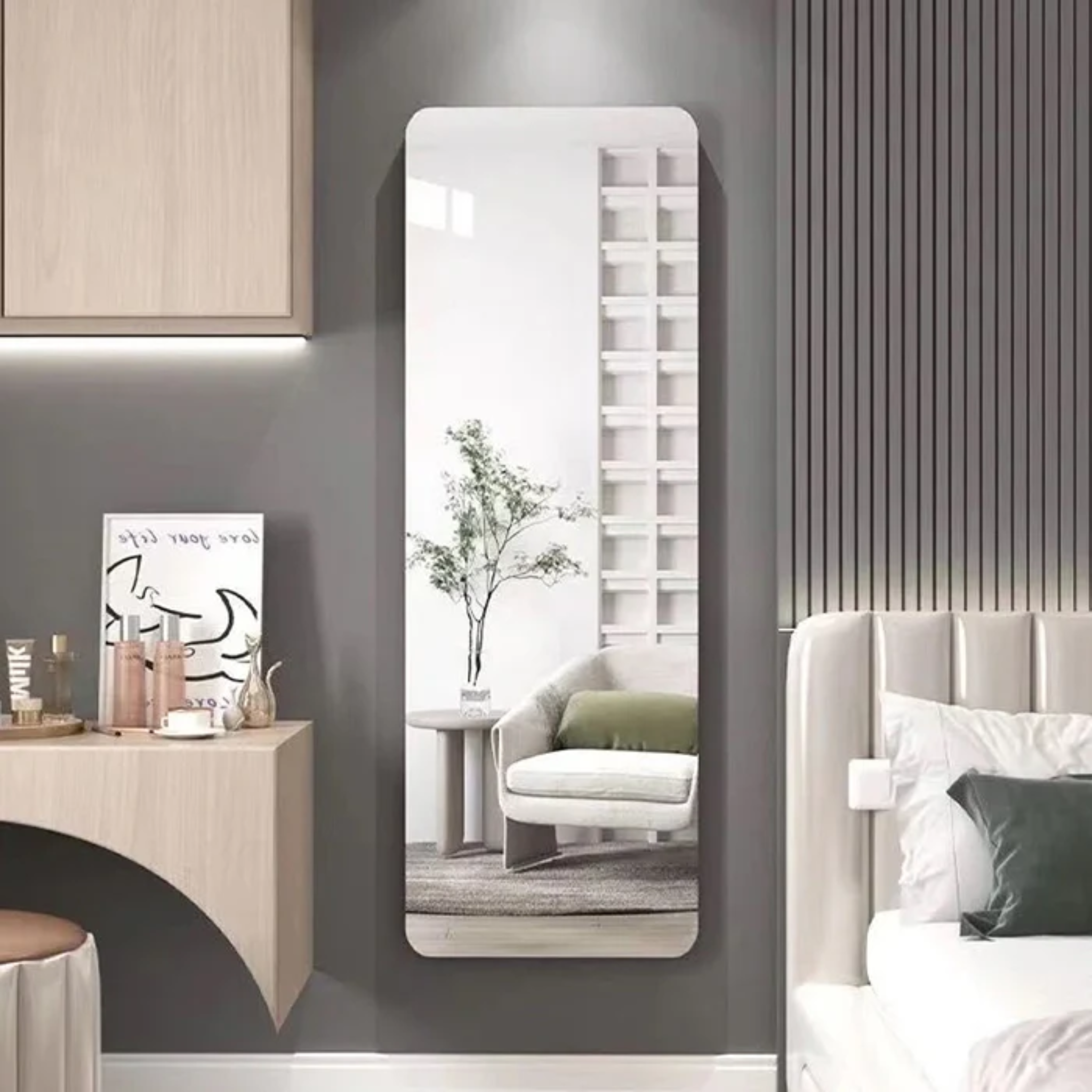 Acrylic Glass Wall Mirror, HD Self Adhesive DIY Mirror