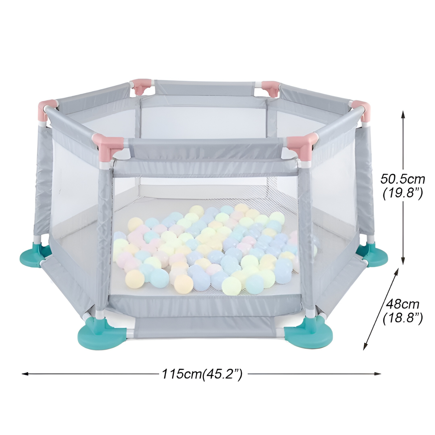 Hexagonal Playpen for Babies with 10 Balls