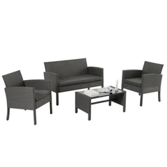 4 Seater Patio Outdoor Furniture Set, 4 Person Cushion Sofa Chairs with Center Coffee Table