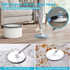 360° Rotating Floor Mop Set with Hands-Free Water Wringer