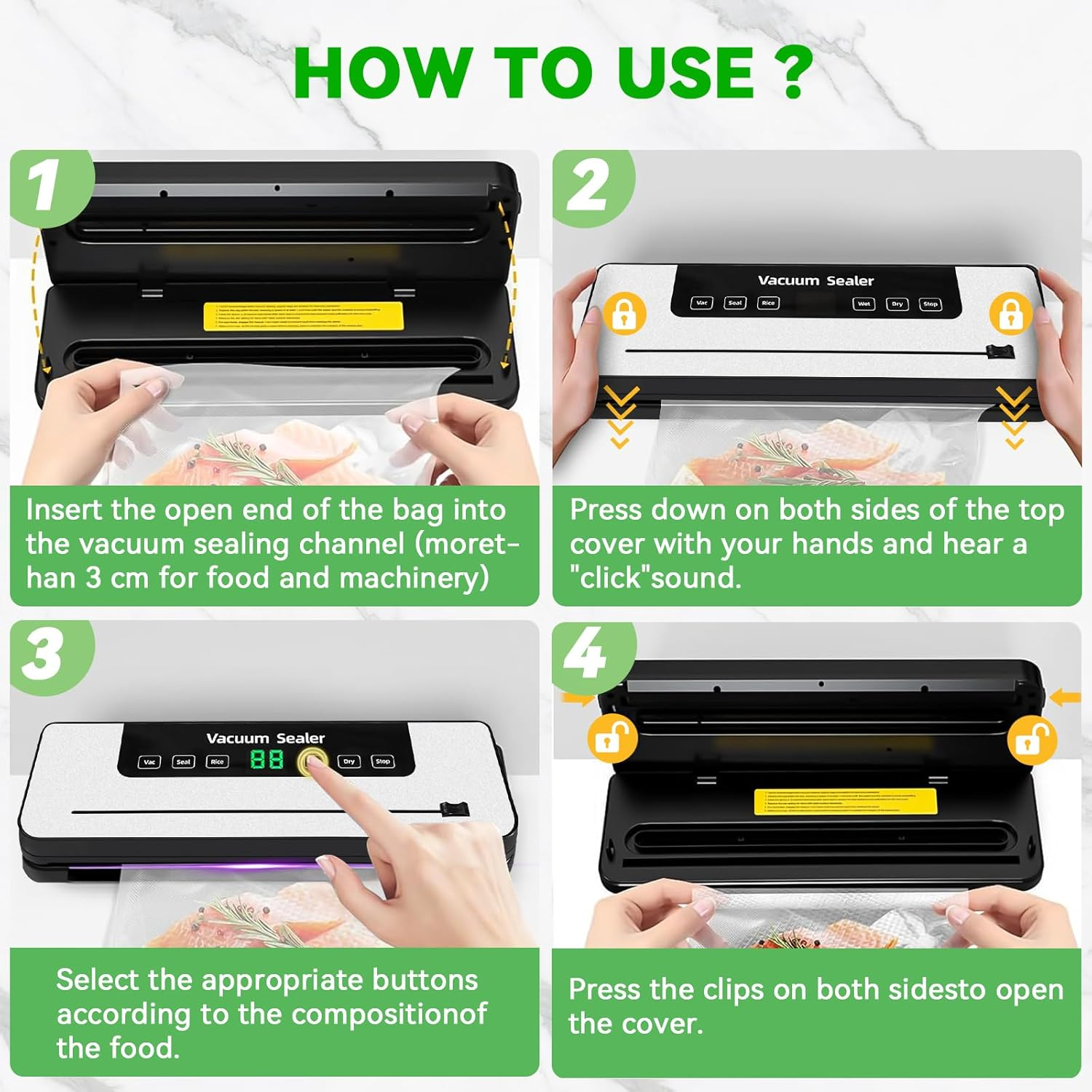 Vacuum Sealer for Automatic Vacuum Packing and Sealing