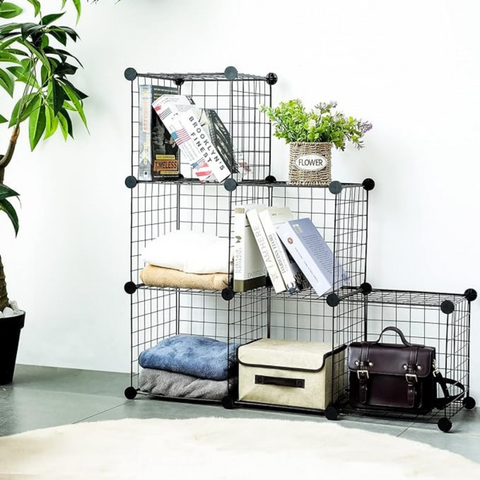 8 Cubes DIY Metal Grid Wire Wardrobe Organizer Home Decor Shelf