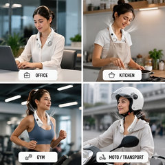 5 Speed Folding Neck Hanging Recharging Fan With Digital Display