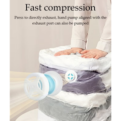 Reusable Self Compression Vacuum Storage Bag for Clothes, No Pump Needed
