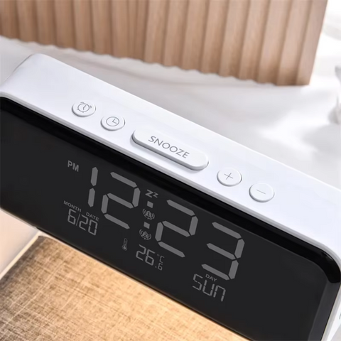 3 IN 1 Elegant Bedside Night Lamp with Wireless Charging, Alarm Clock and LCD Display