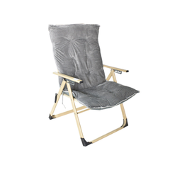 Folding Beach Chair with 5 Level Backrest Adjustment, Removable Cushion and Foot Rest