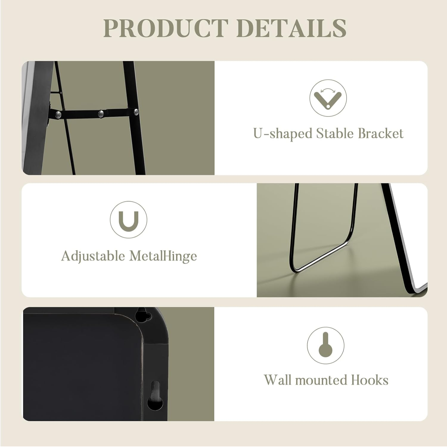 Rectangular Floor Standing Mirror with Stand