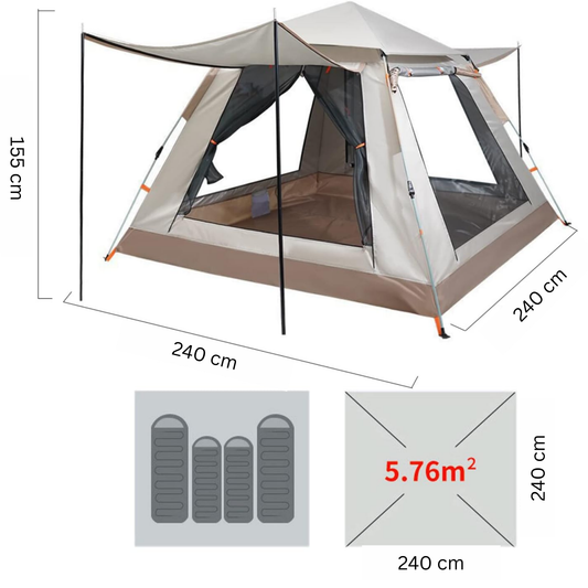 2.4 x 2.4 Meter Automatic Camping Tent with Sun Shade Canopy
