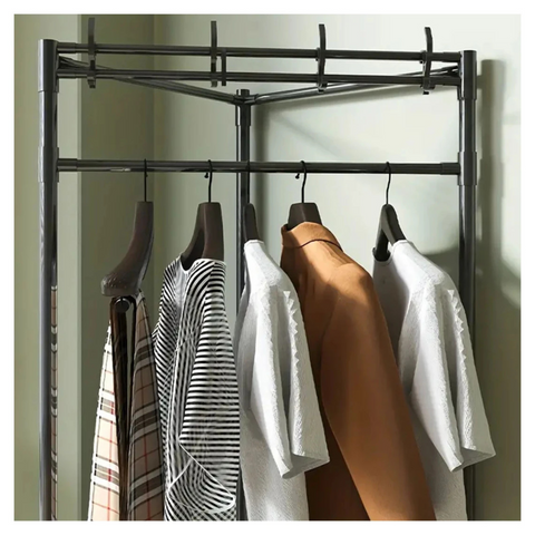 3 Layer Corner Coat Rack with Hooks