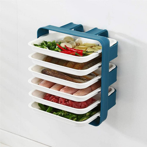 6 Layer Wall Mounted Stackable Side Dishes Organizer Shelf for Fruits & Vegetable Cut Piece