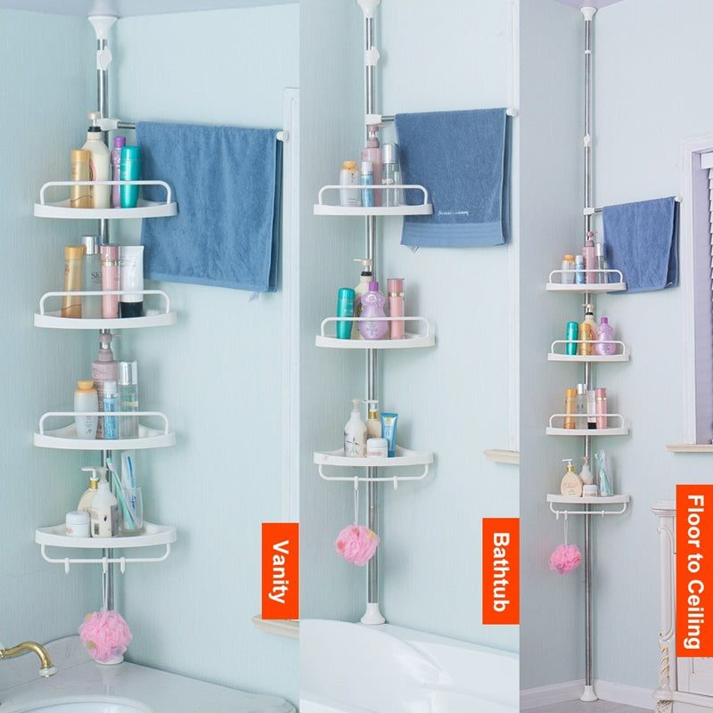 4 Layer Bathroom Corner Telescopic Adjustable Organizer Tower Rack in ...