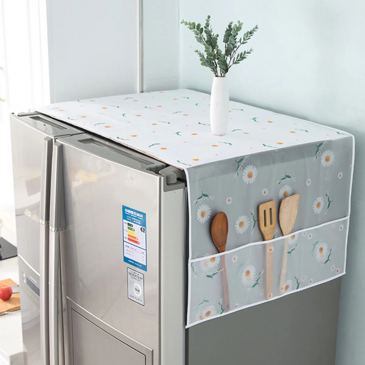 Dustproof and Oilproof Refrigerator Washing Machine Cover with Side Pockets