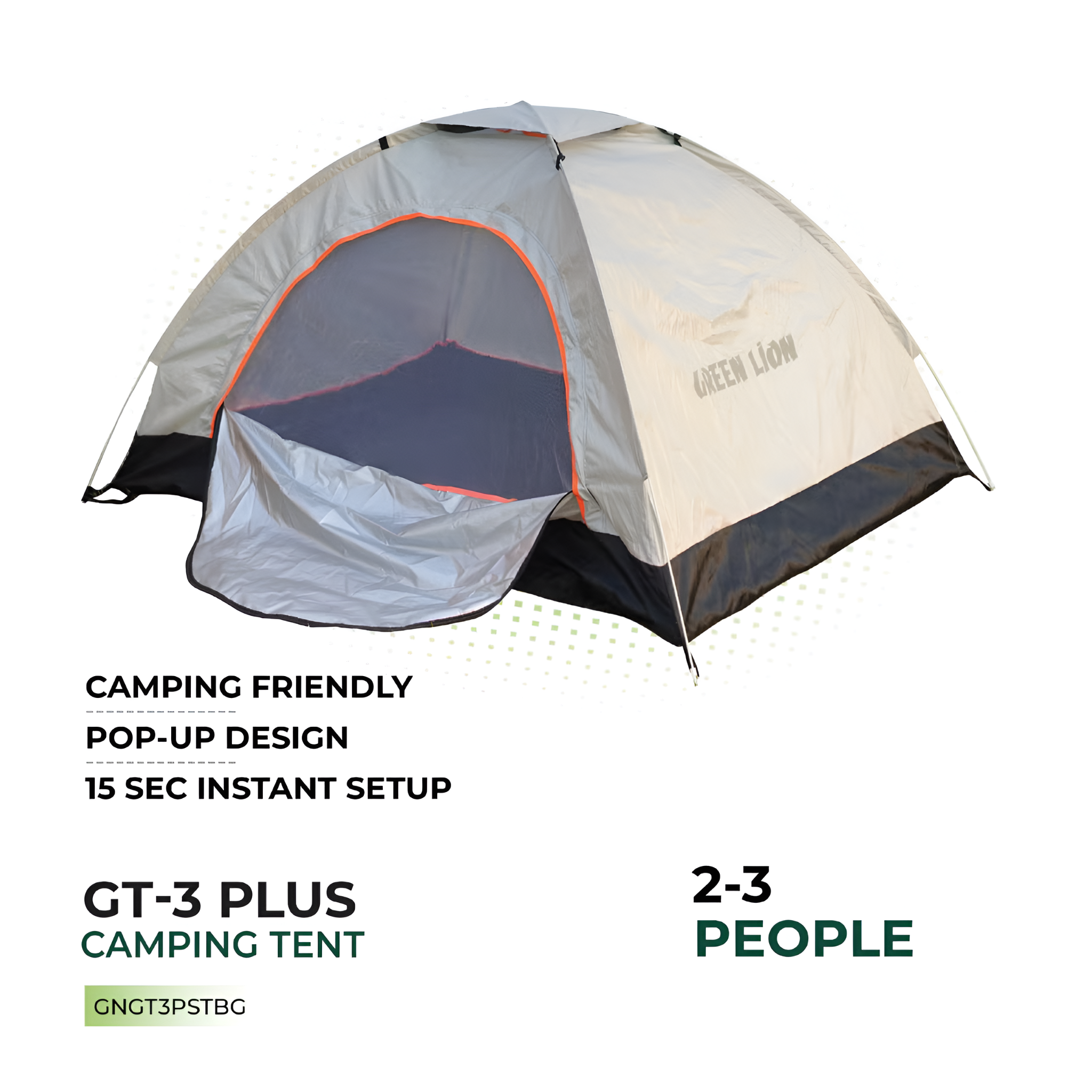 Green Lion Camping Tent GT3-PLUS with 2-3 Person Capacity