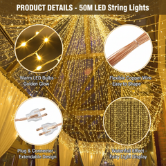 50 Meter LED String Decor Light with Modes for Wedding and Home Decoration