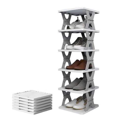 6 Layer Stackable Folding Shoe Rack for Entryway