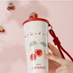 Diller 700ML Cherry Double Wall Vacuum Insulated Stainless Steel Travel Tumbler Cup