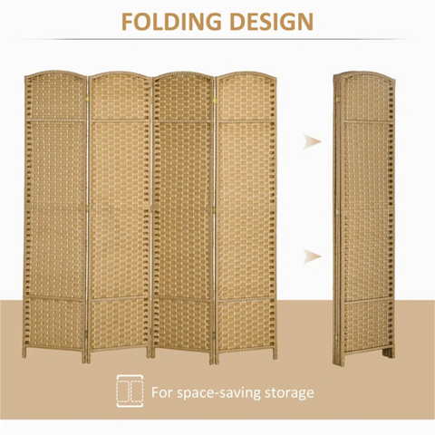 4 Panel Room Divider, Folding Privacy Screen, Freestanding Partition