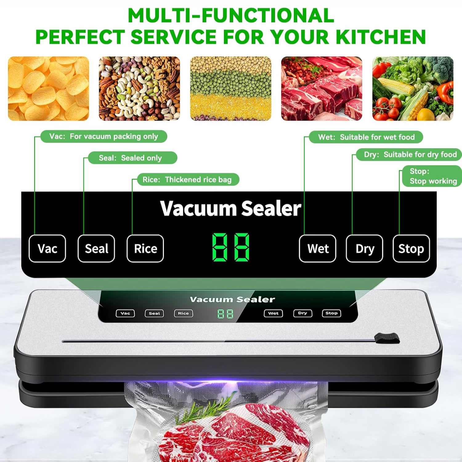 Vacuum Sealer for Automatic Vacuum Packing and Sealing