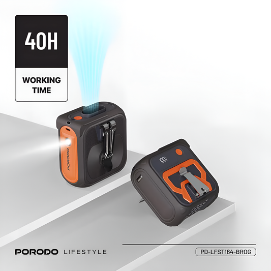 Porodo Multifunction Cooling Waist Fan with Power Bank and Flashlight