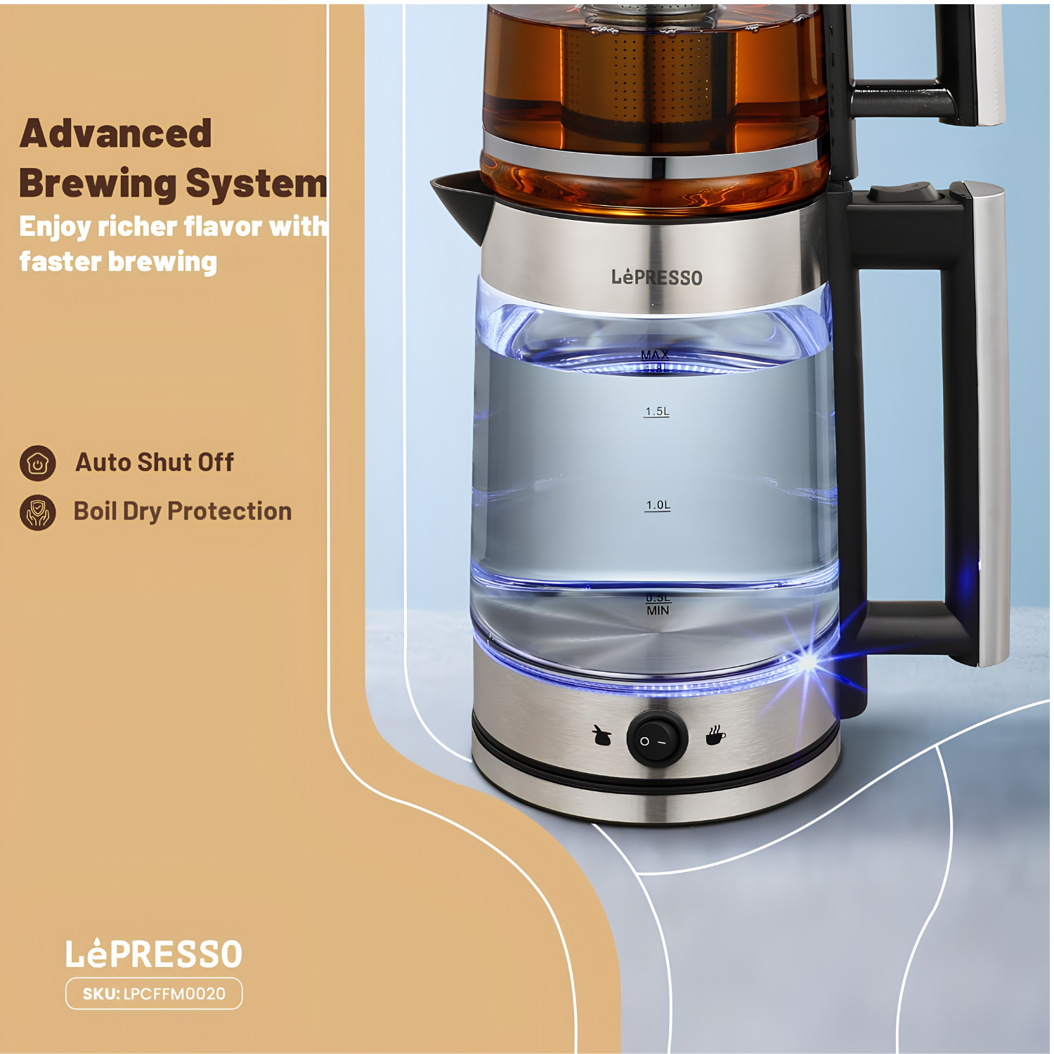 Lepresso 1.8L Turkish Tea Maker with Teapot