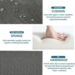 4 Seater Patio Outdoor Furniture Set, 4 Person Cushion Sofa Chairs with Center Coffee Table