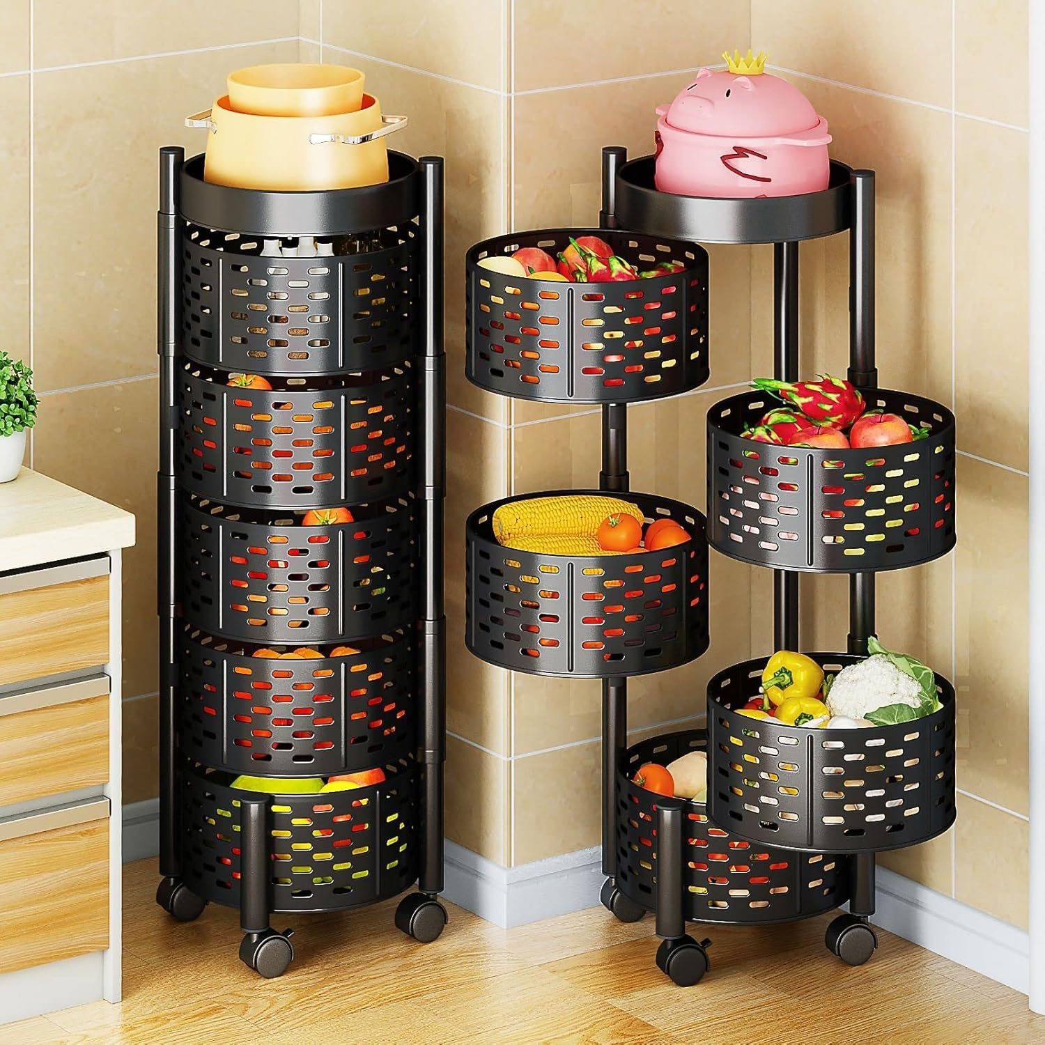 5 Tier Rotating Storage Organizer Rack for Kitchen