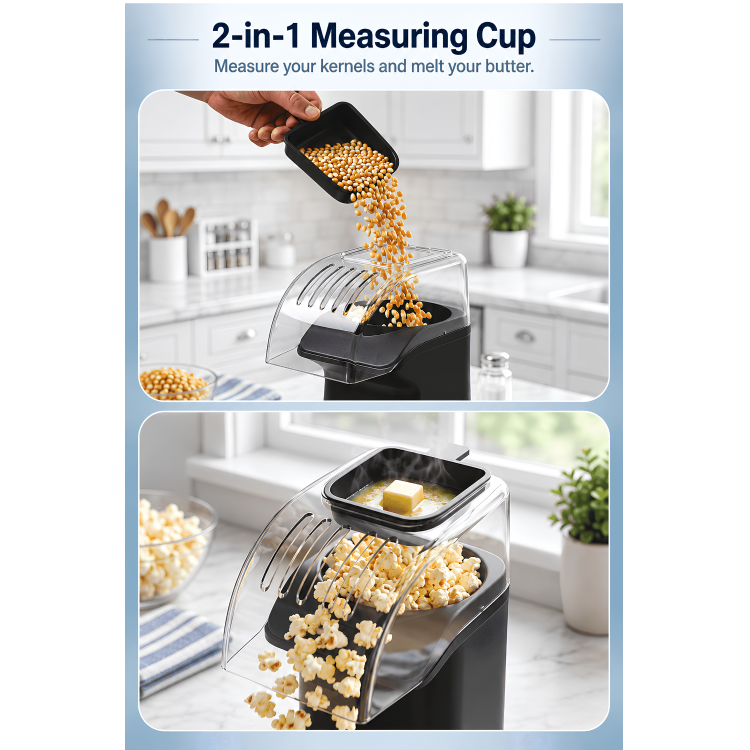 Moxedo Mini Electric Popcorn Maker with Measuring and Melting Cup