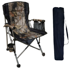 Explorer Outdoor Folding Camping Chair with Side Pocket, Cushion Armrests and Cup Holder