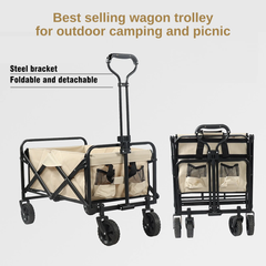 Collapsible Folding Wagon Trolley, 150KG Load Bearing Outdoor Wagon Cart