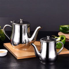 Stainless Steel Tea Pot with Filter, Oil Strainer Storage Container for Home Kitchen