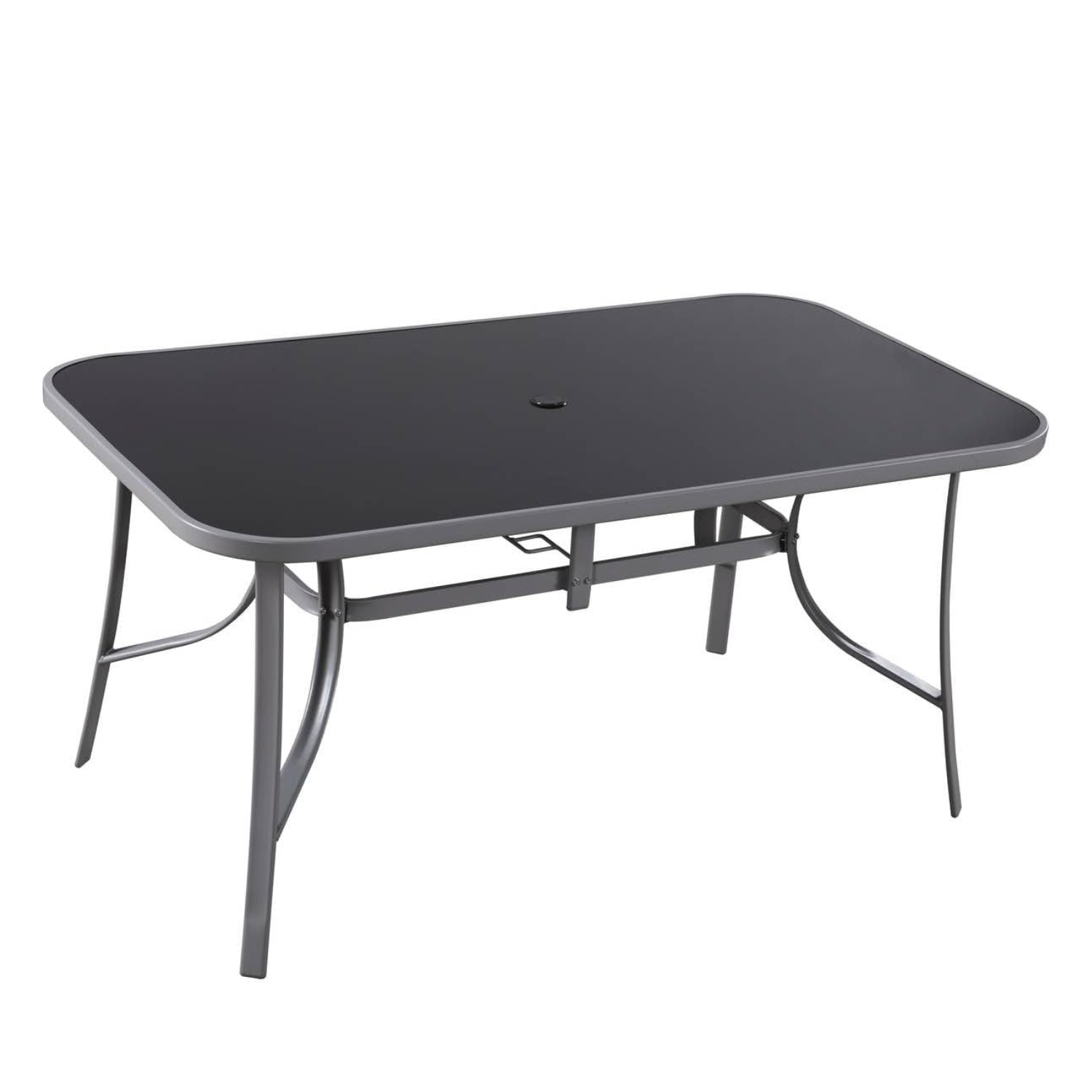 6 Seater Steel and Textilene Chairs with Center Glass Table Patio Garden Furniture