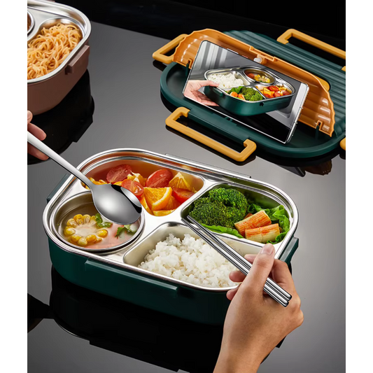 Portable Leakproof Stainless Steel Four Grid Lunch Box