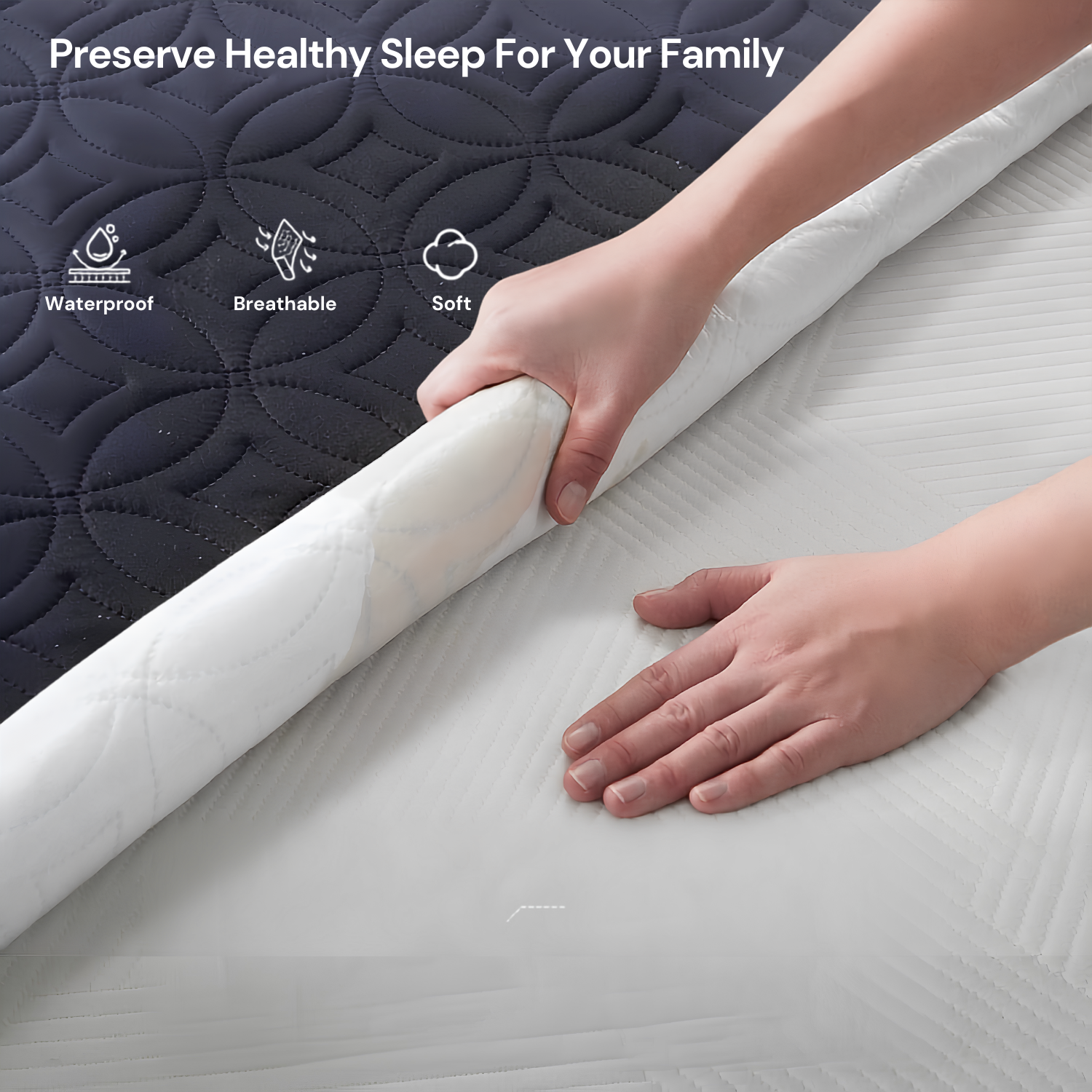 Quilted Waterproof Fitted Size Mattress Protector Bed Sheet with 2 Pillow Cases