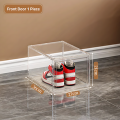 Stackable Transparent Clear Shoe Organizer Box, Multipurpose Sneaker Storage Display Box Front Door Open