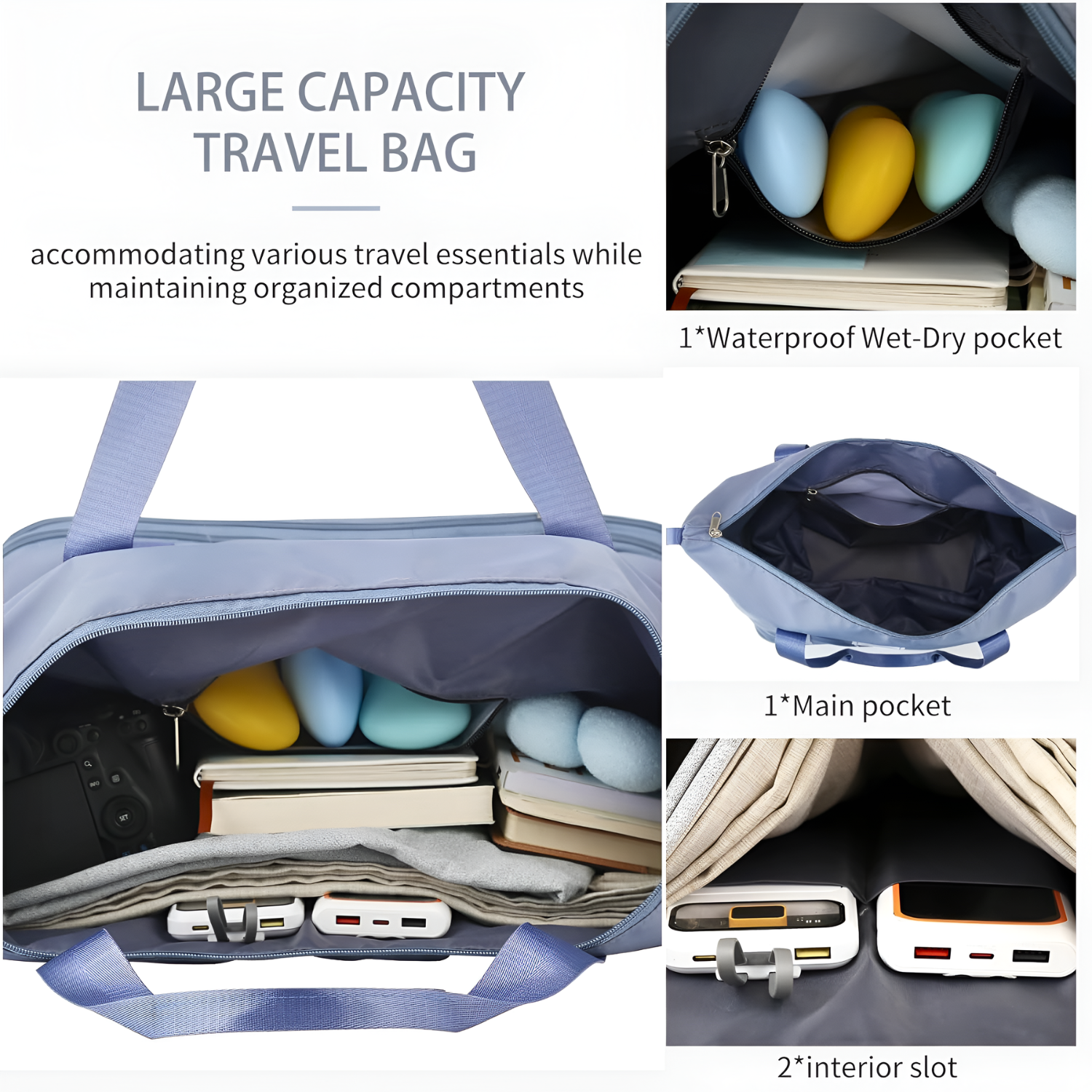 Foldable Expandable Travel Duffel Bag with Wheels Large Capacity